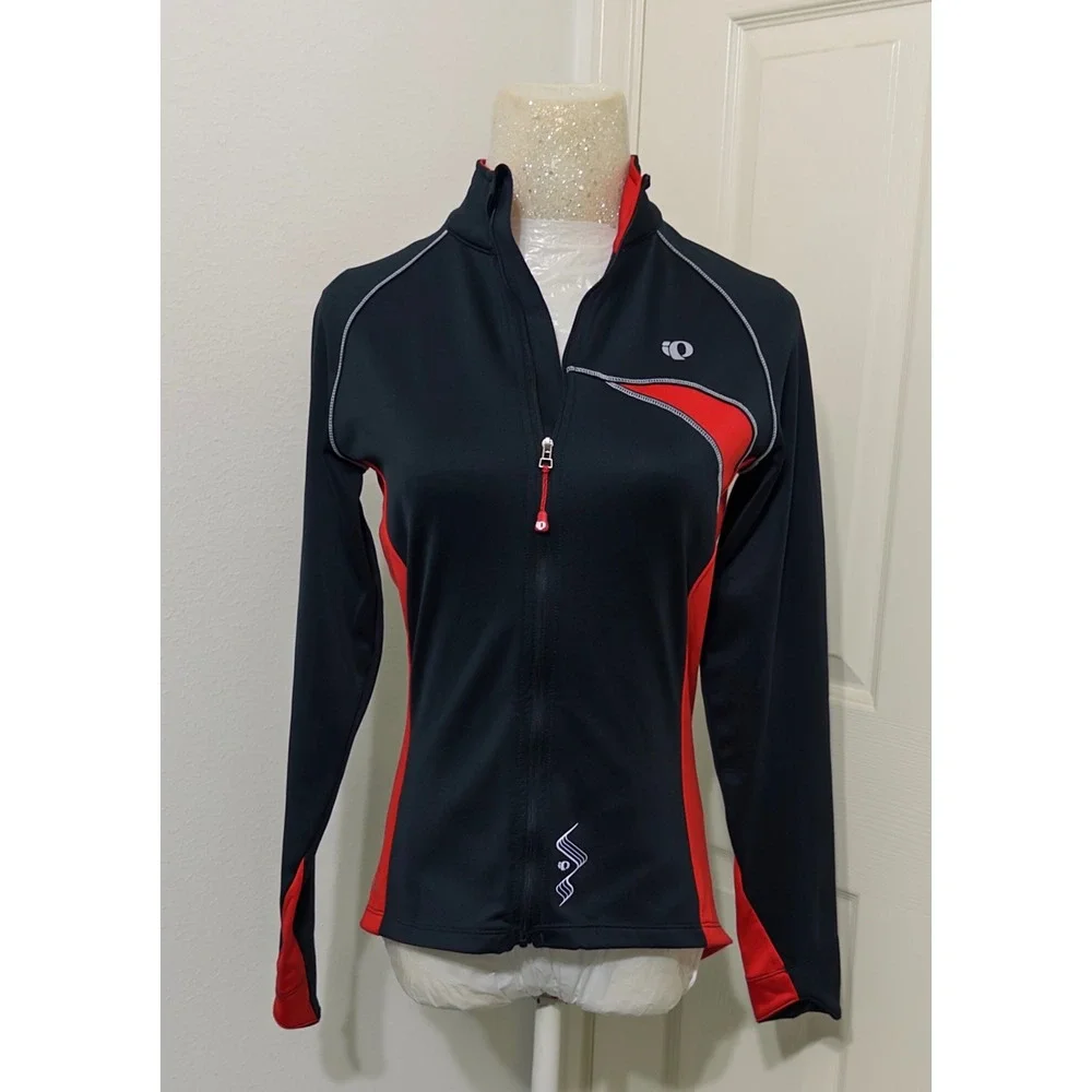 Pearl Izumi Elite Series Cycling Jacket Mens sz M Black Red Full Zip performance